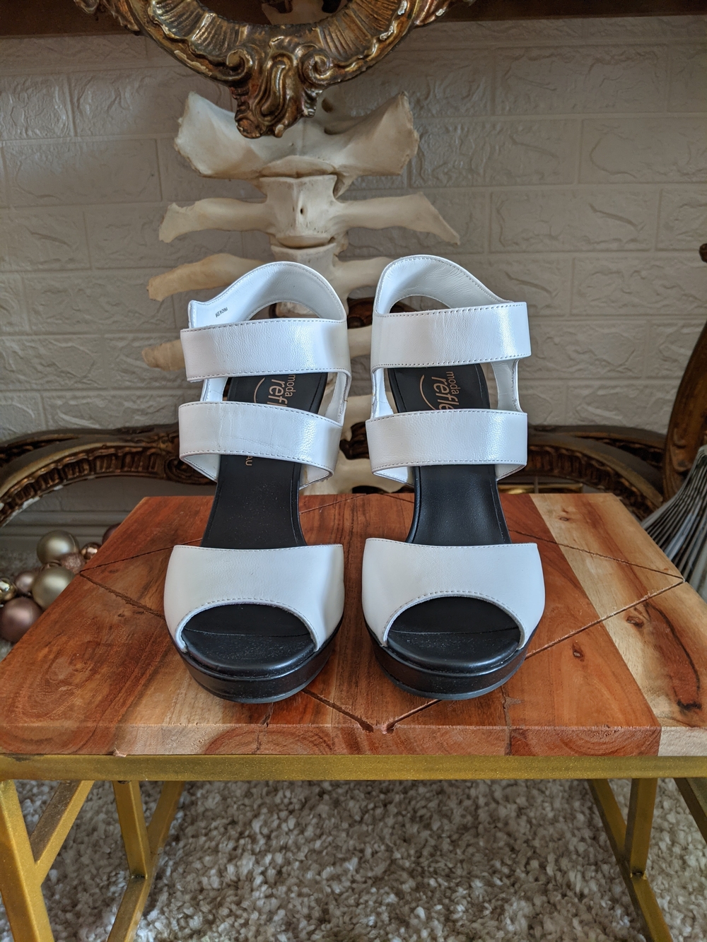 le chateau White Strappy Platform Heels